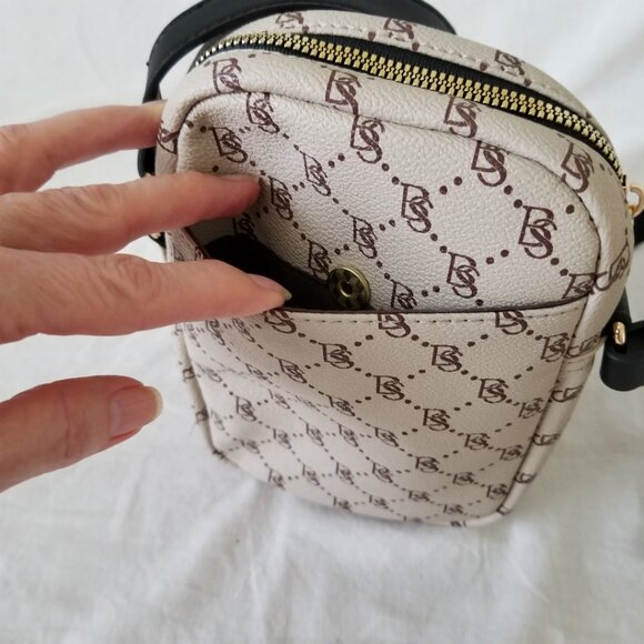 NWT! Bostanten Brown/Beige Cell Purse/Crossbody/Shoulder Bag with Adjust. Strap - Picture 11 of 13